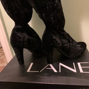 Suede black thigh-high boots